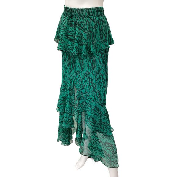 Misa Los Angeles Skirt Womens SZ XS Long Scalloped Ruffle Accents Stretchy Waist - Picture 2 of 5